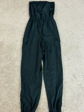 Blush Black Strapless Elastic-Waist Jumpsuit